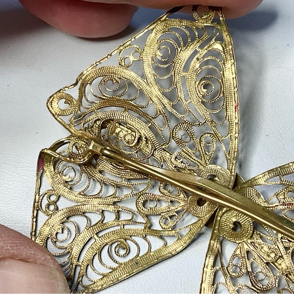 Antique Filigree Bow Brooch Large Size - Picture 5 of 6